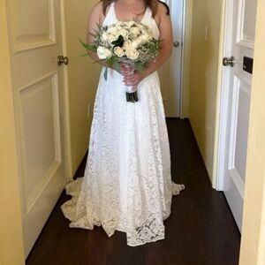 White Petite Lace Wedding Dress